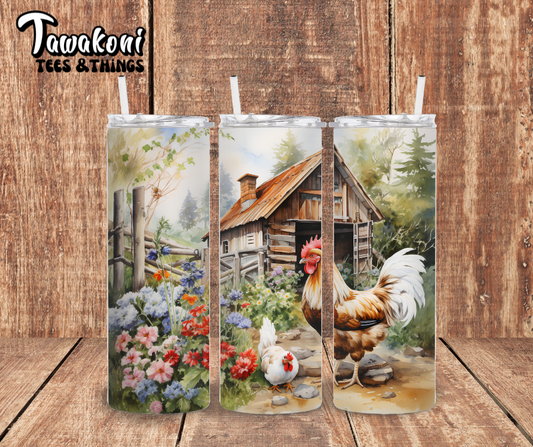 Chickens and Barn