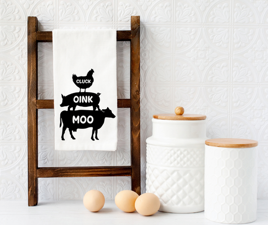 Cluck Oink Moo-Dish Towel